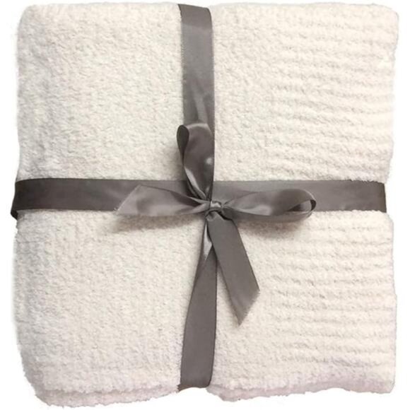 Super Soft Throw Blanket Lightweight Knit Fleece Blanket for Couch Bed Cream - Picture 7 of 7
